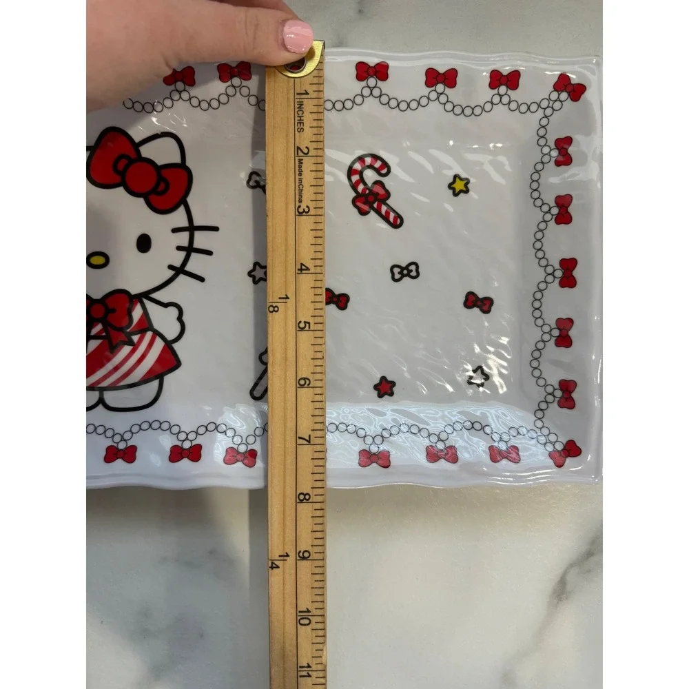 Hello‎ Kitty Christmas Serving Tray Cookie Platter Candy Canes Melamine 19